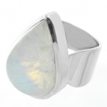 Regenbogenmondstein Ring Tropfen, 925 Silber